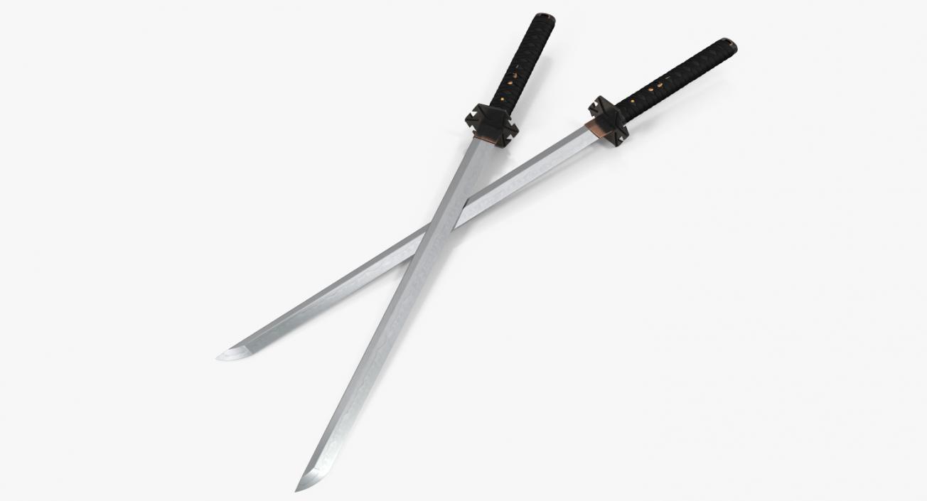 Short Japan Sword Ninjato with Sheath 3D