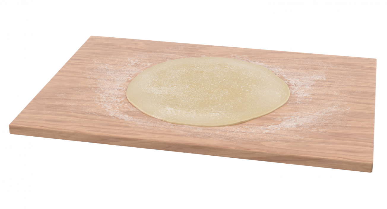 3D Flat Bread Pizza Dough on Board