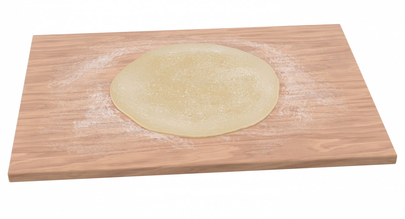 3D Flat Bread Pizza Dough on Board