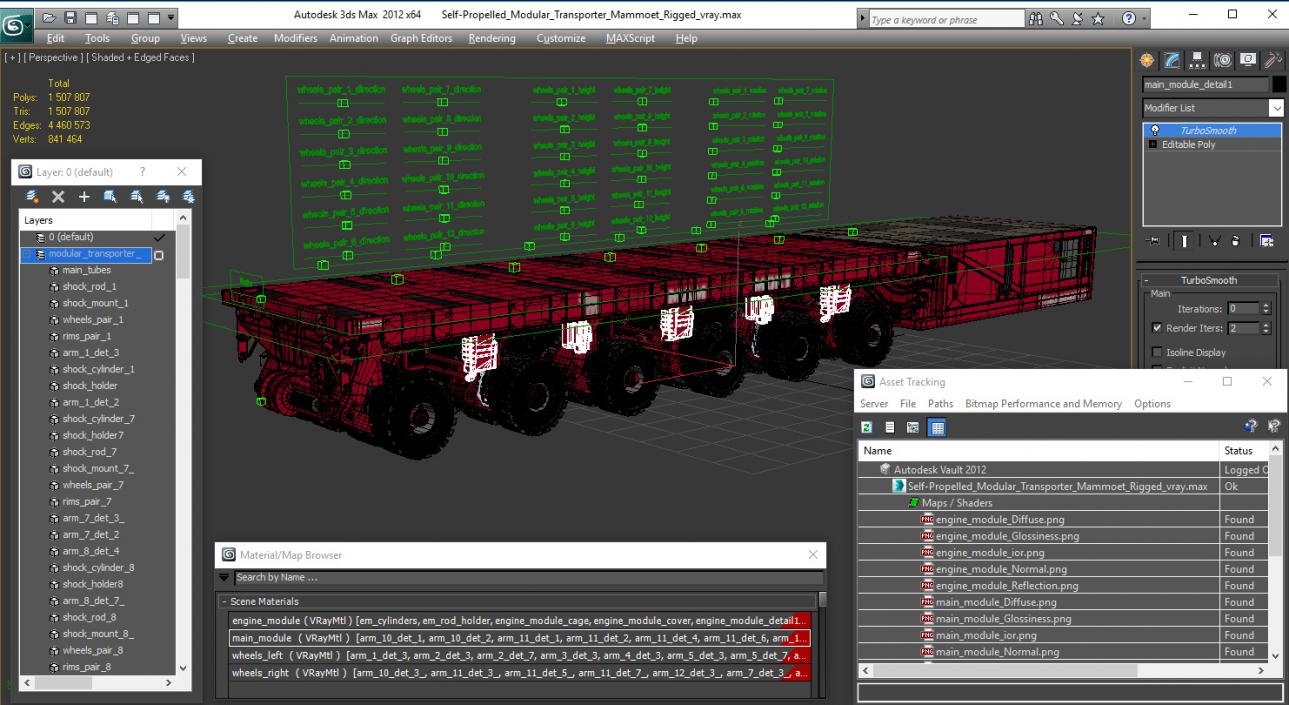 Self-Propelled Modular Transporter Mammoet Rigged 3D model