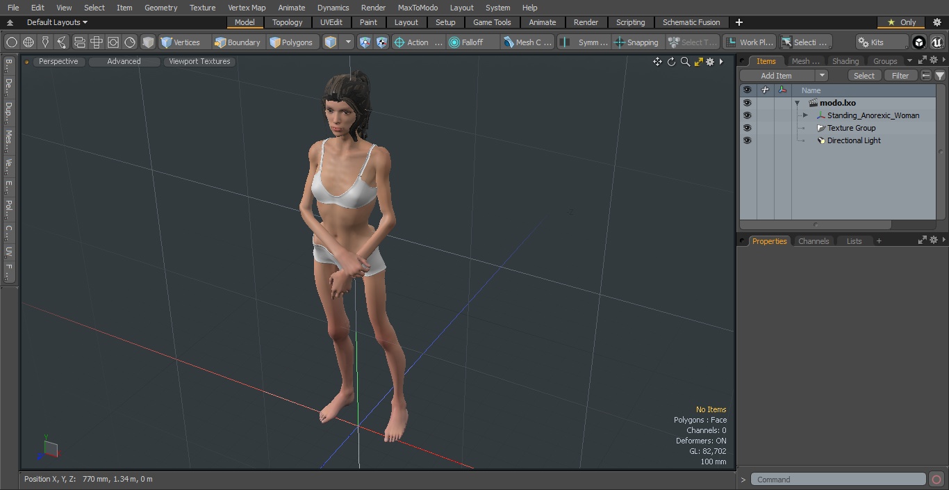 3D Standing Anorexic Woman model