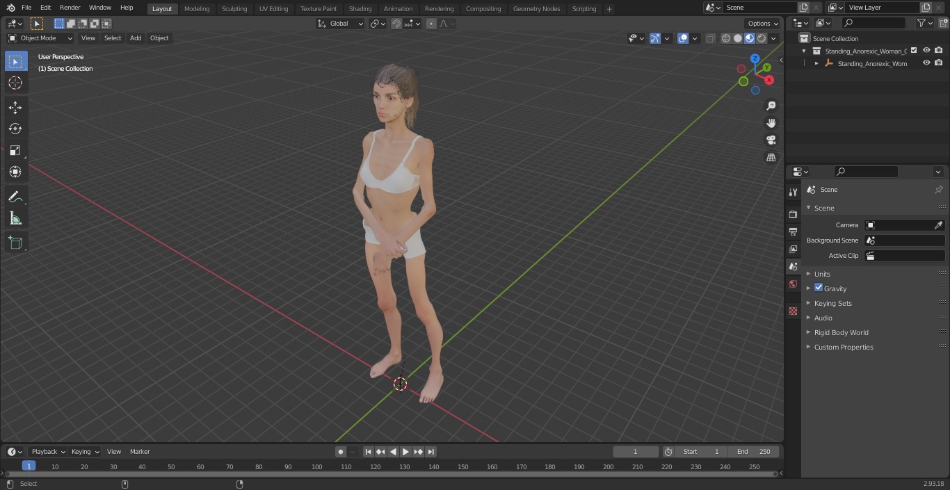 3D Standing Anorexic Woman model