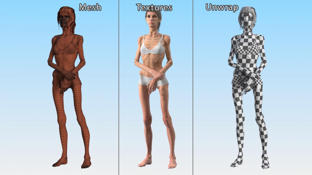 3D Standing Anorexic Woman model