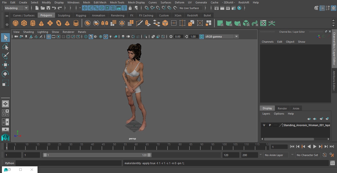 3D Standing Anorexic Woman model