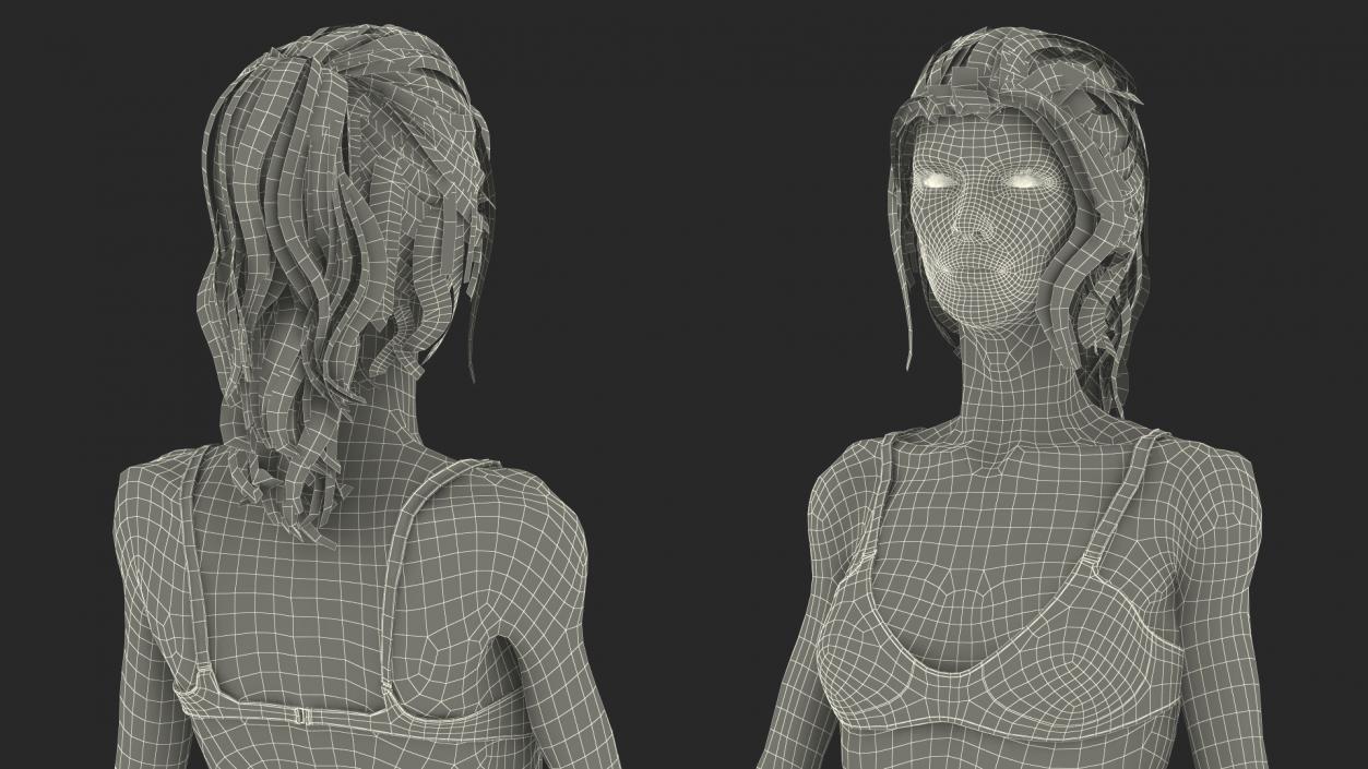 3D Standing Anorexic Woman model