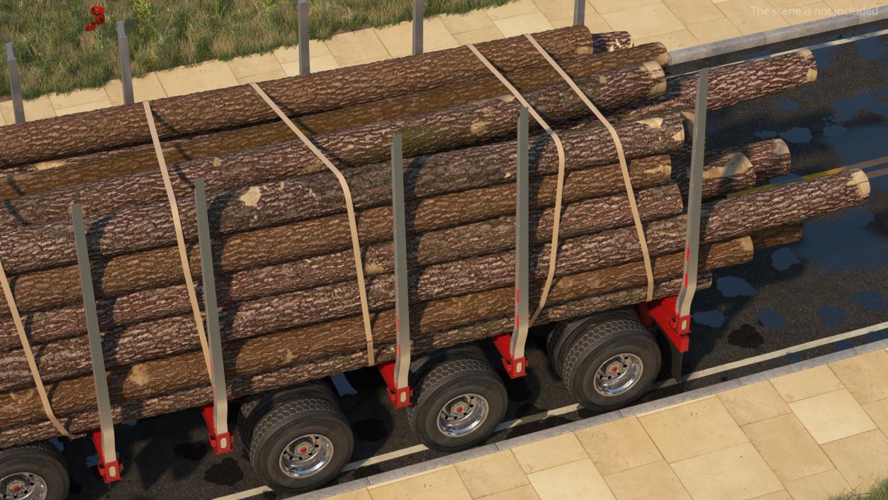 Freightliner Truck with Logging Trailer 3D model