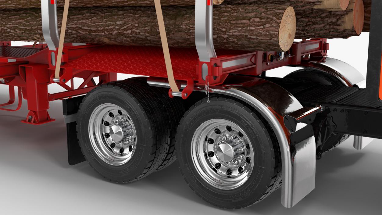 Freightliner Truck with Logging Trailer 3D model