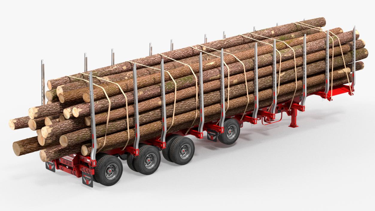 Freightliner Truck with Logging Trailer 3D model