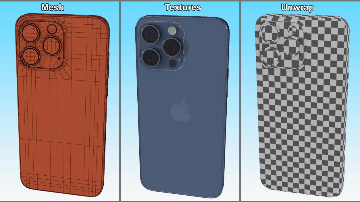 3D Damaged IPhone 15 Collection model