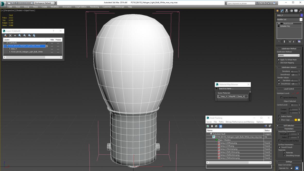 3D model P21W BA15S Halogen Light Bulb White