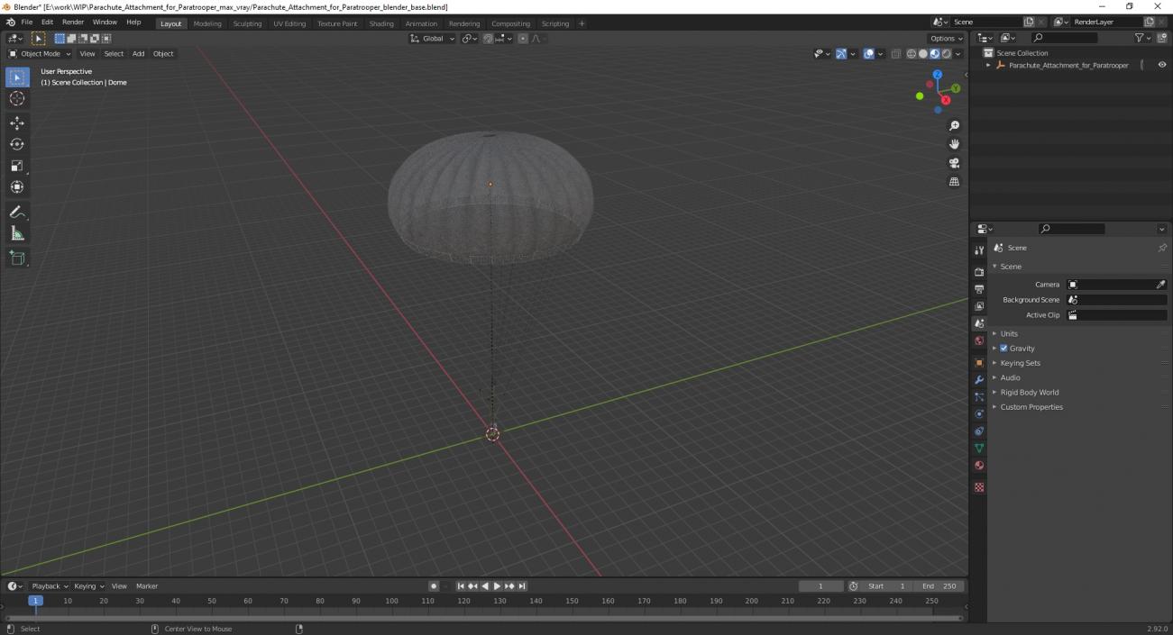 3D Parachute Attachment for Paratrooper