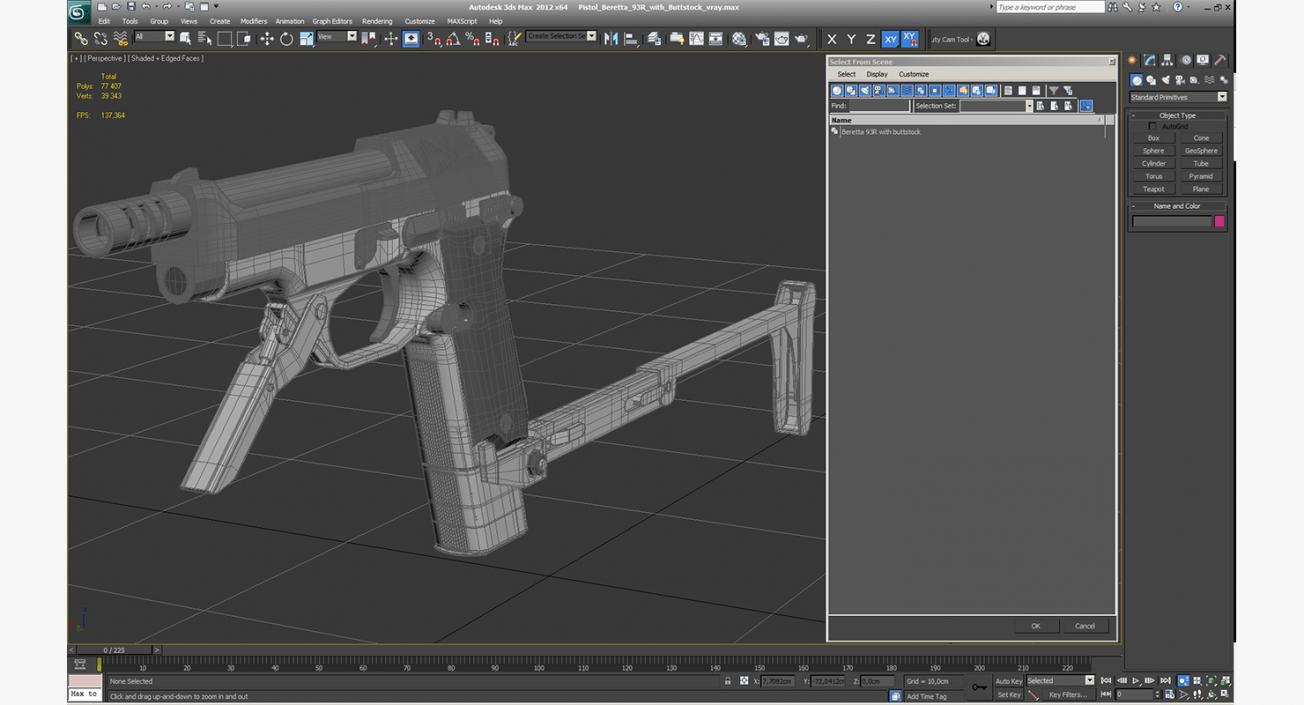 3D Pistol Beretta 93R with Buttstock model