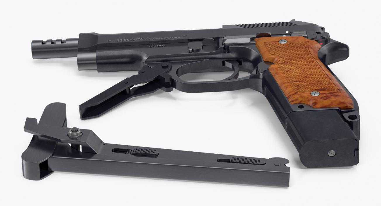 3D Pistol Beretta 93R with Buttstock model