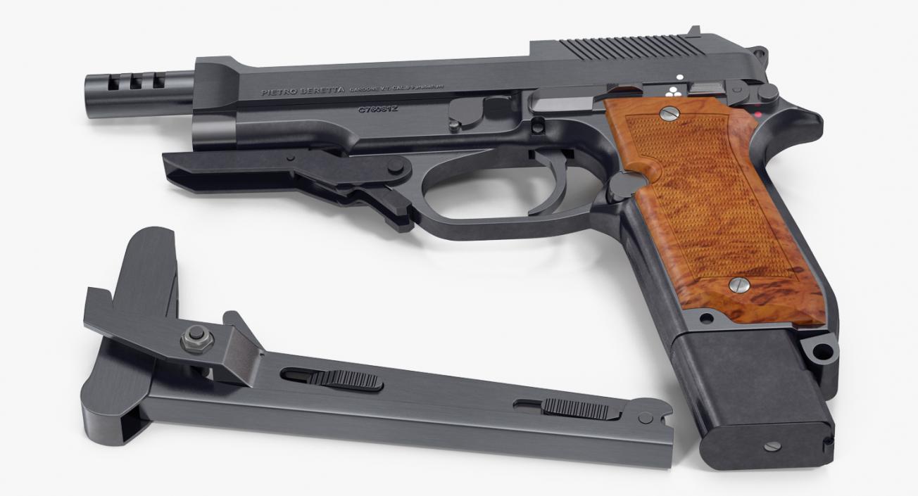 3D Pistol Beretta 93R with Buttstock model