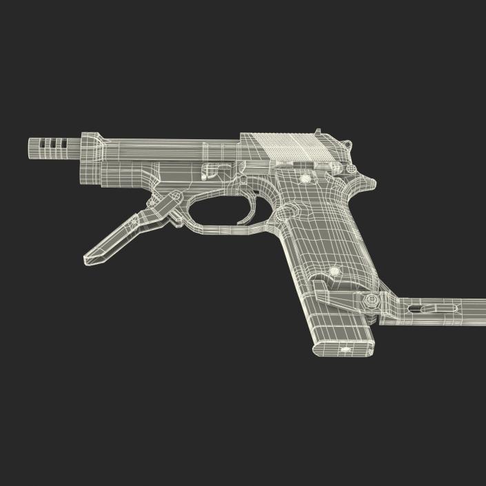 3D Pistol Beretta 93R with Buttstock model