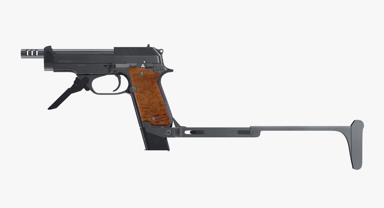 3D Pistol Beretta 93R with Buttstock model