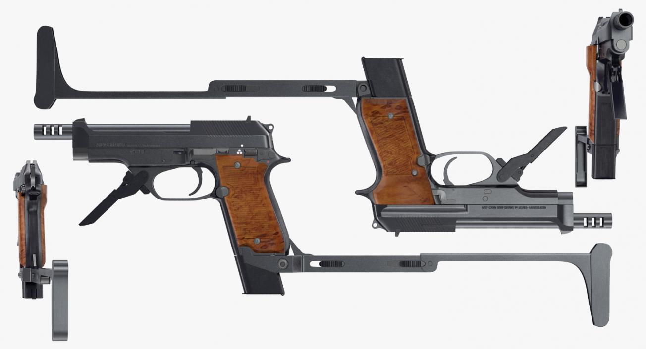 3D Pistol Beretta 93R with Buttstock model