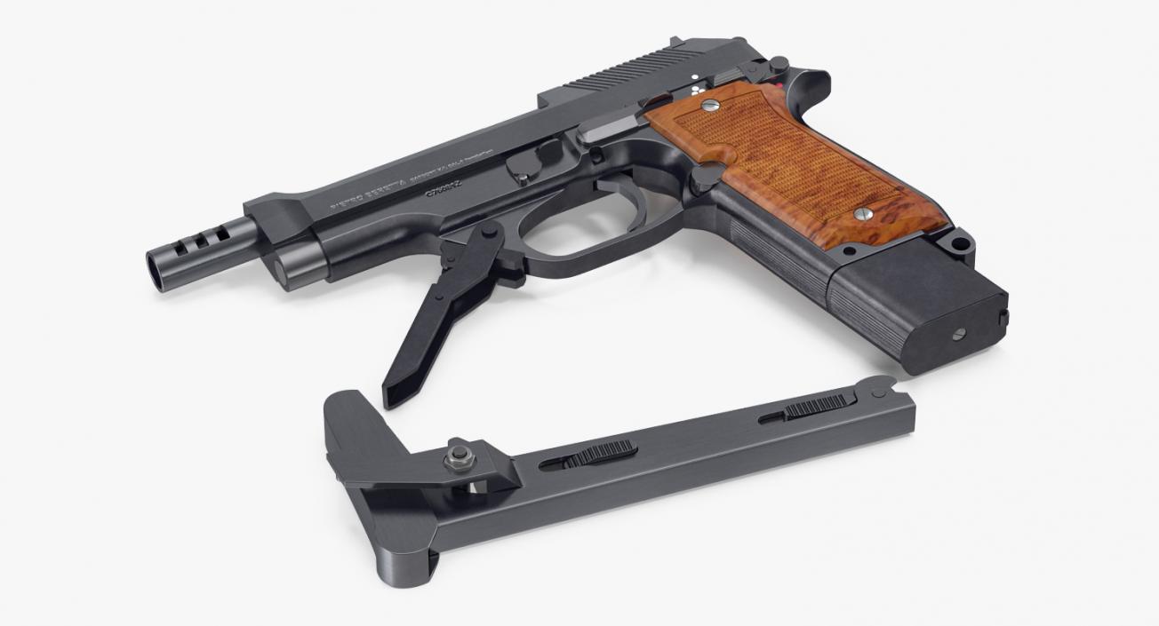 3D Pistol Beretta 93R with Buttstock model