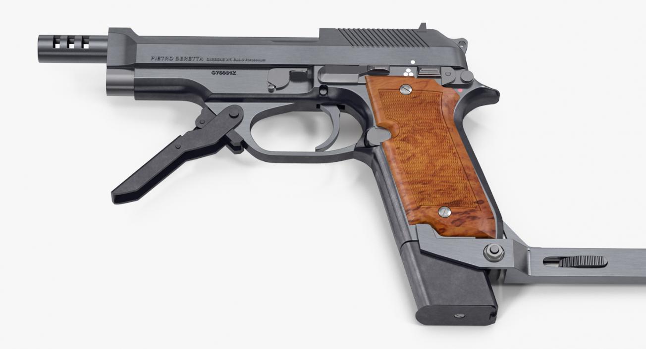 3D Pistol Beretta 93R with Buttstock model