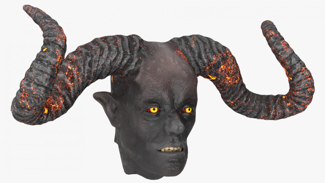 3D Demon Head with Horns