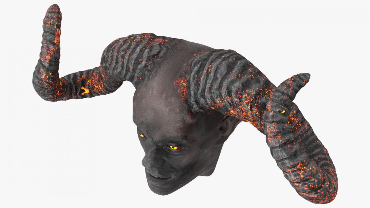 3D Demon Head with Horns