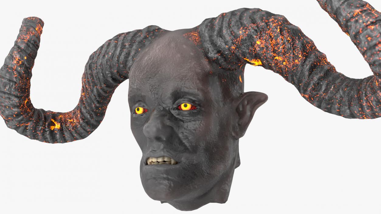 3D Demon Head with Horns