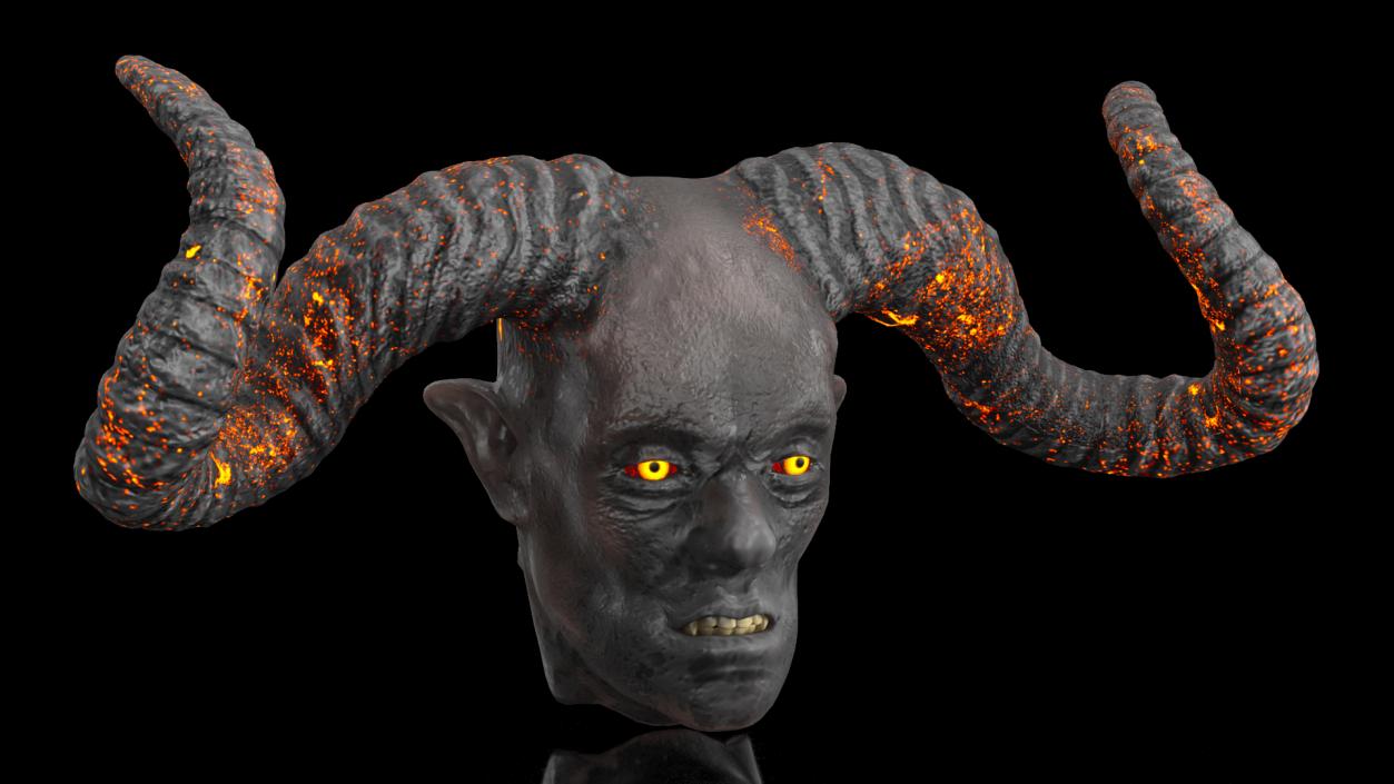 3D Demon Head with Horns