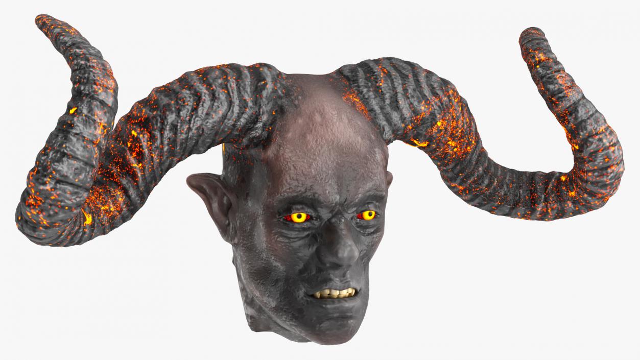 3D Demon Head with Horns