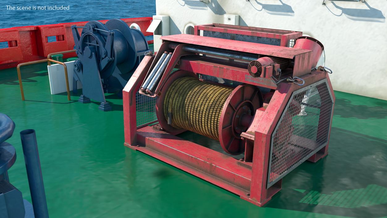 3D model Wire Rope Mooring Winch Rigged