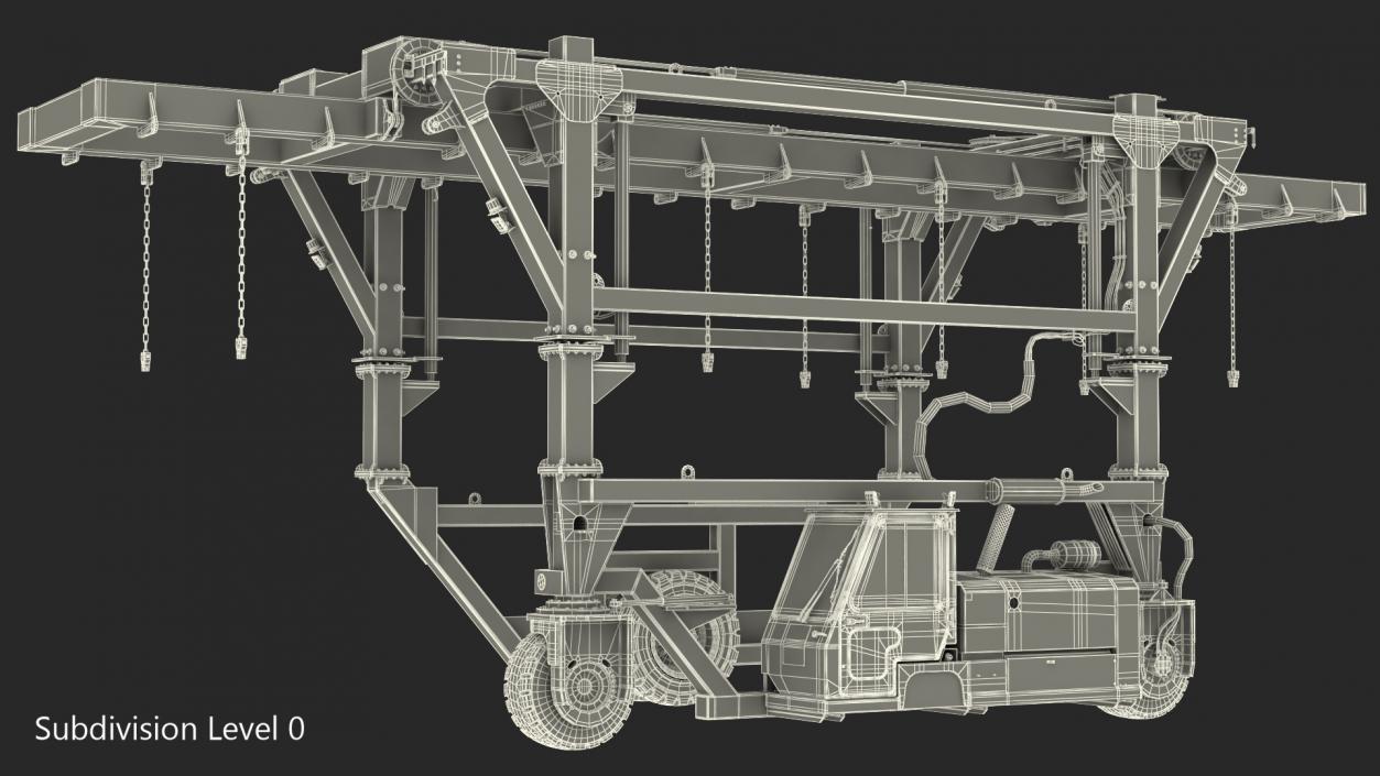 Straddle Carrier Combilift SC Dirty Rigged 3D