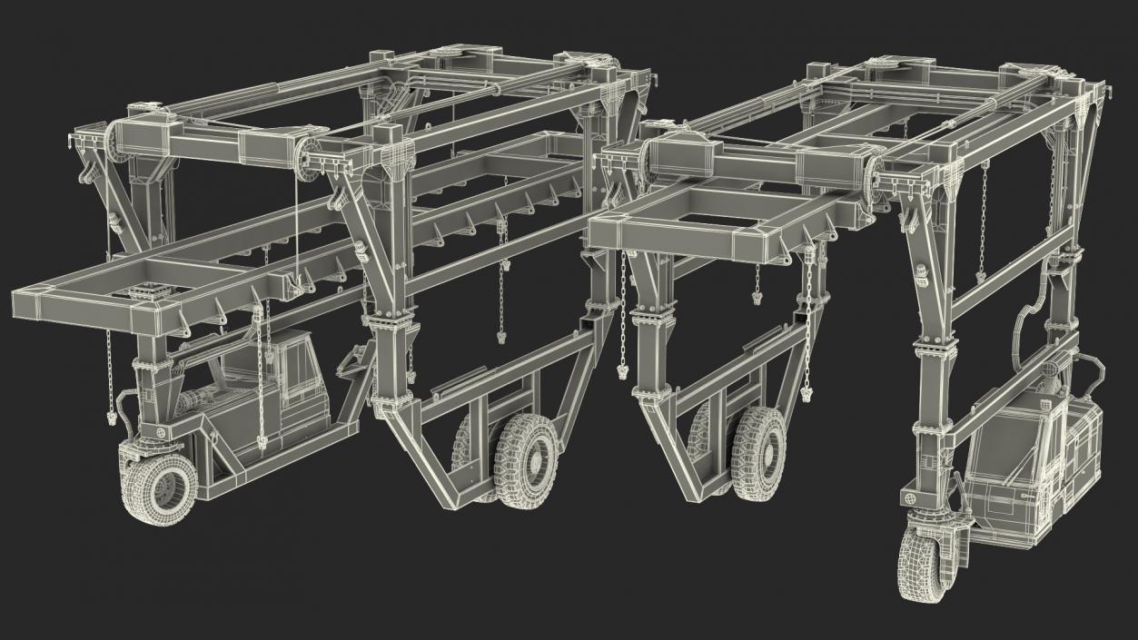 Straddle Carrier Combilift SC Dirty Rigged 3D