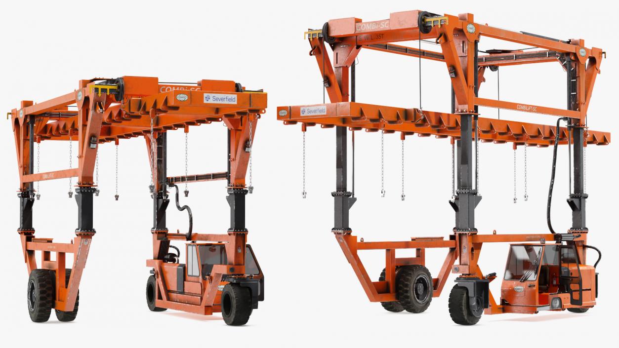 Straddle Carrier Combilift SC Dirty Rigged 3D