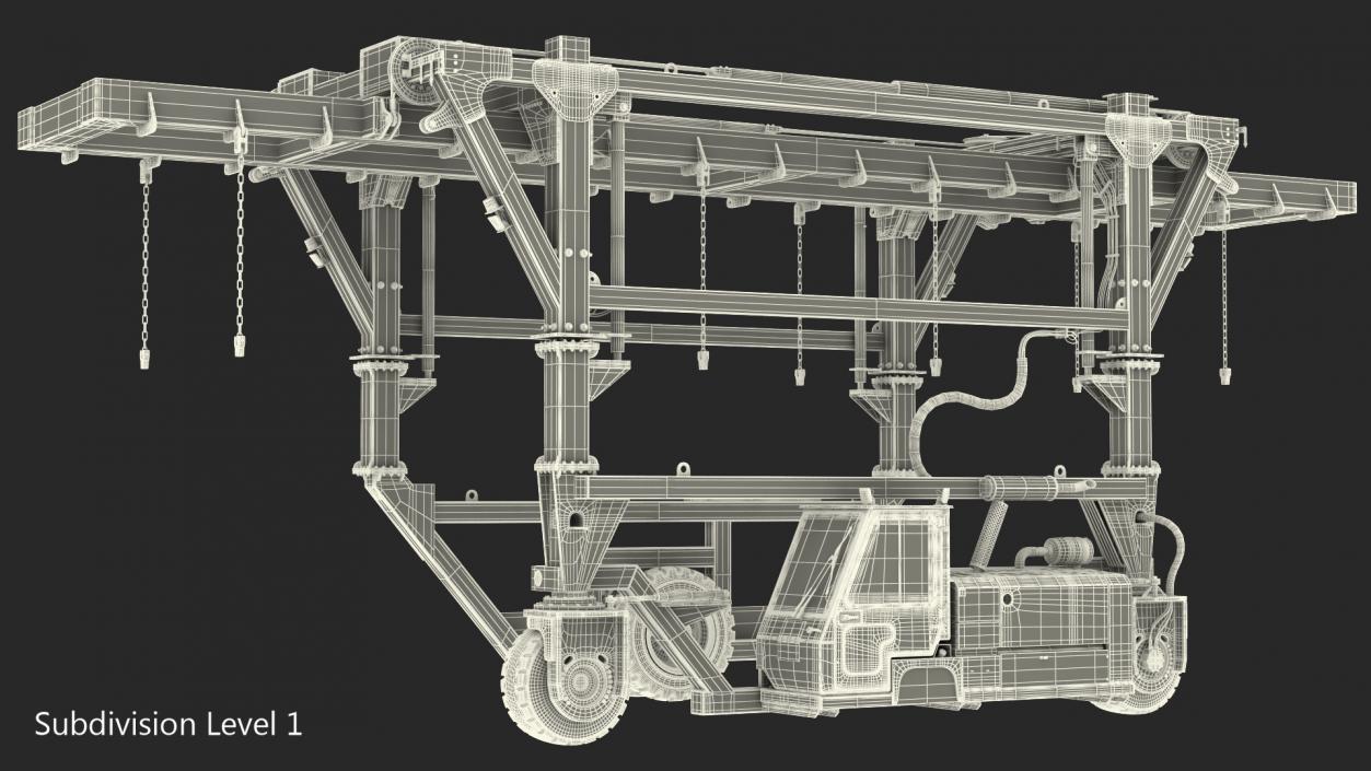 Straddle Carrier Combilift SC Dirty Rigged 3D