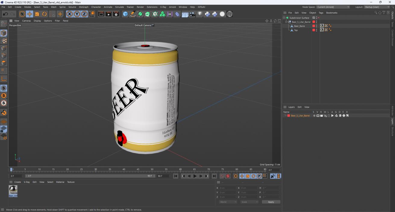 3D Beer 5 Liter Barrel 2