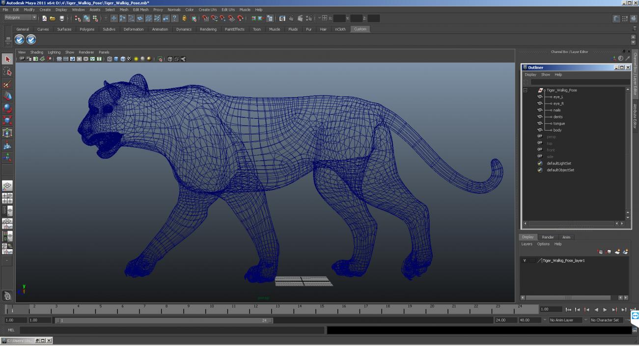 Tiger Walkig Pose 3D