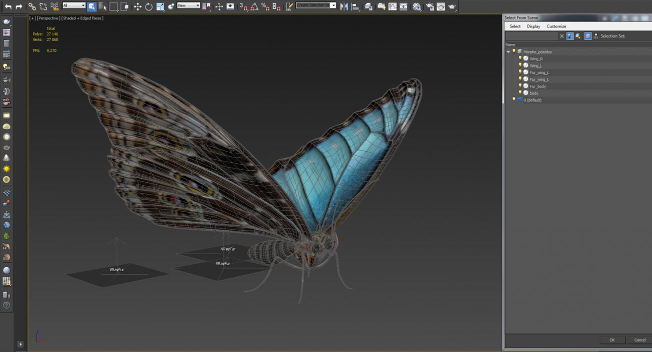 3D Emperor Butterfly with Fur