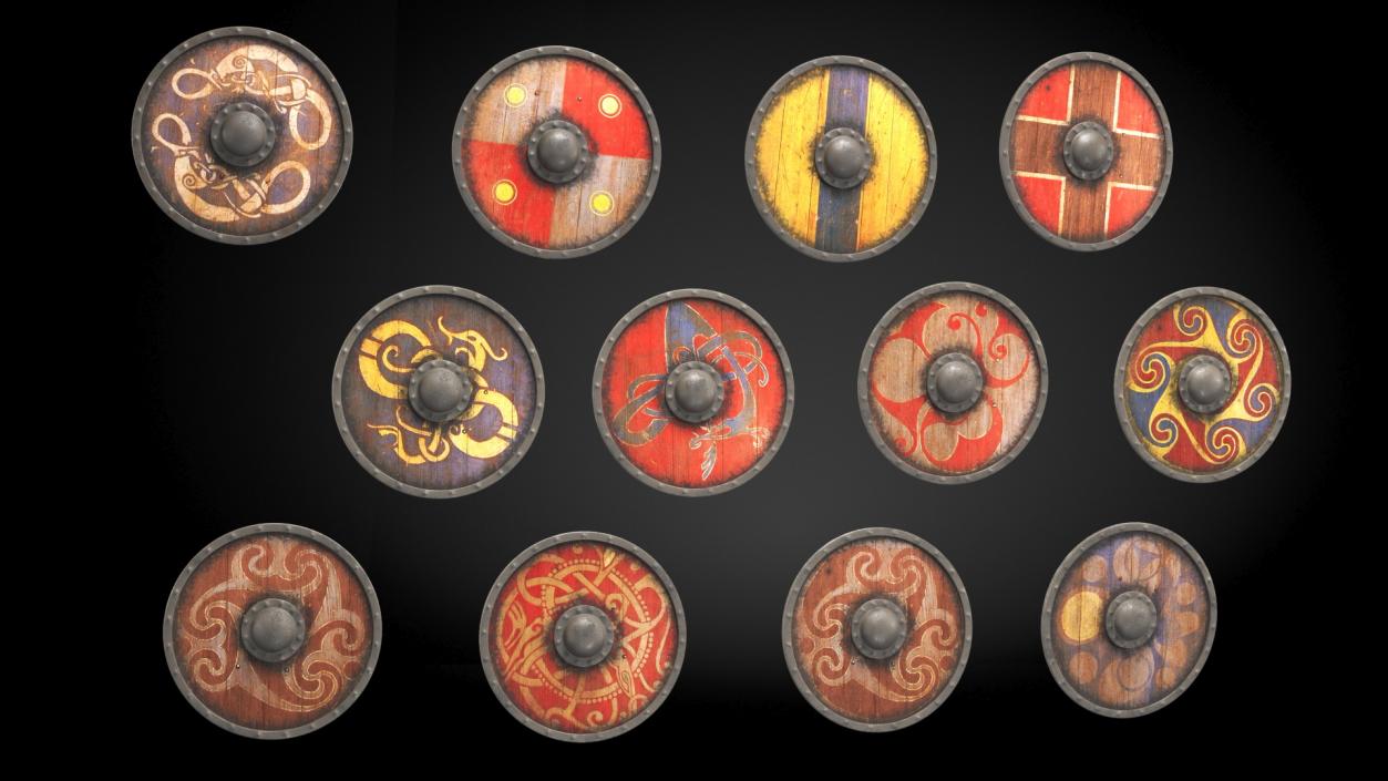 3D Viking Shields Set model