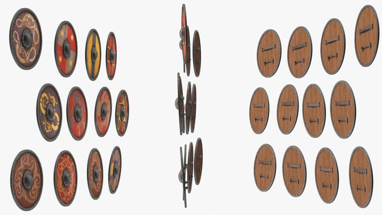 3D Viking Shields Set model