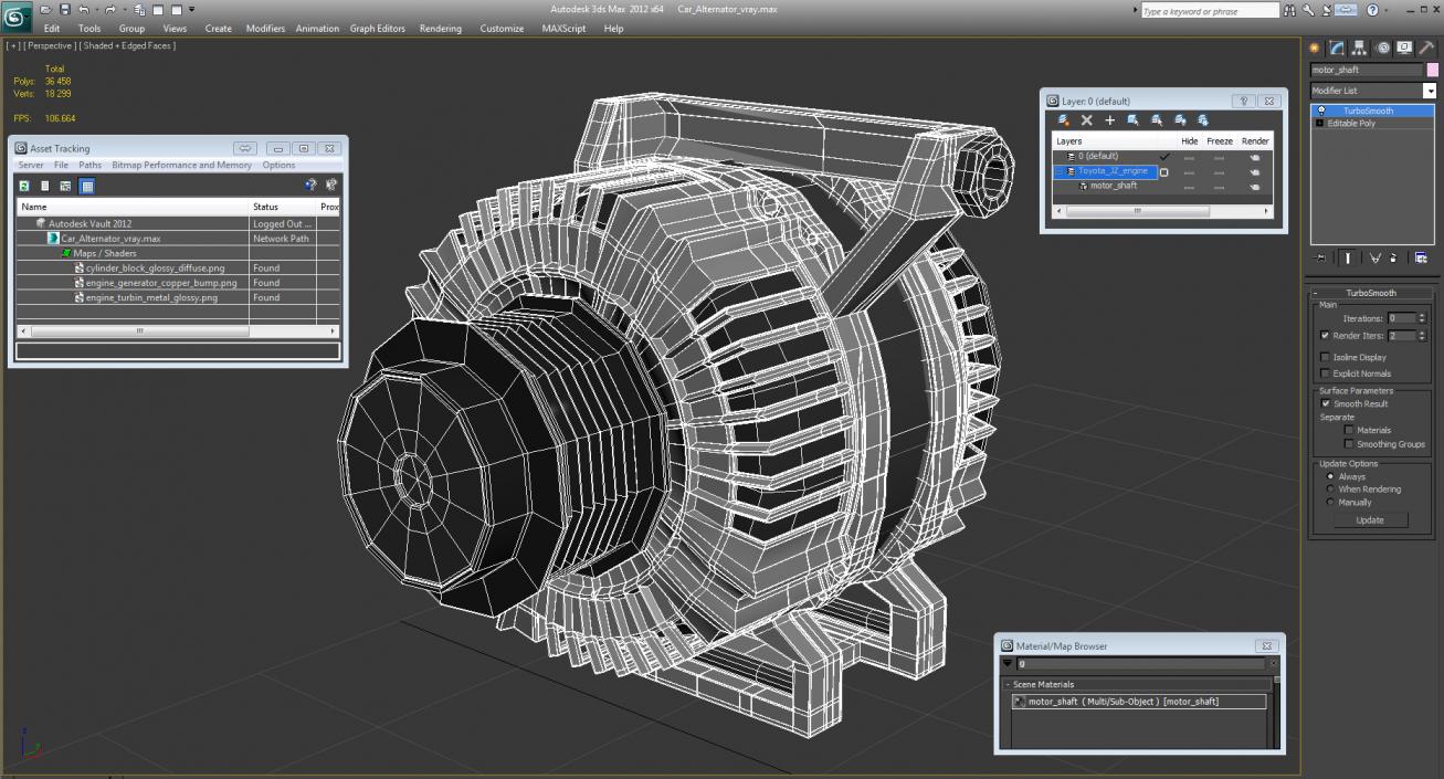 Car Alternator 3D model