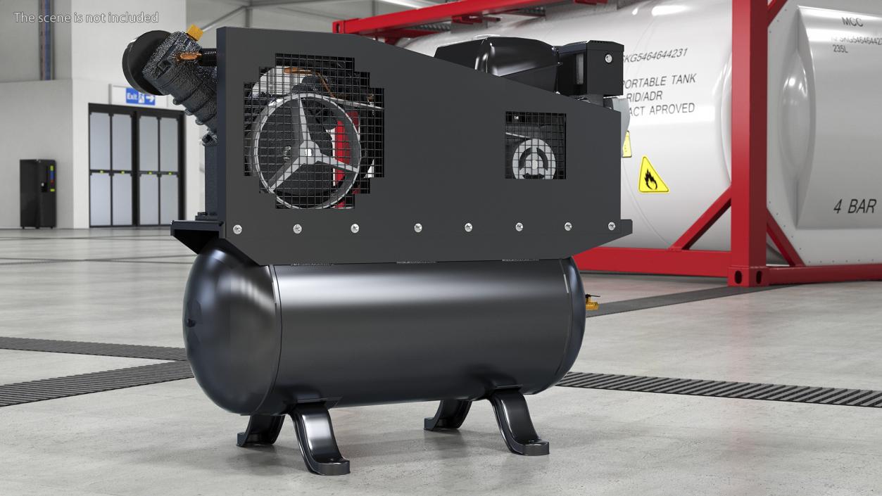 3D model Stationary Electric Air Compressor Black