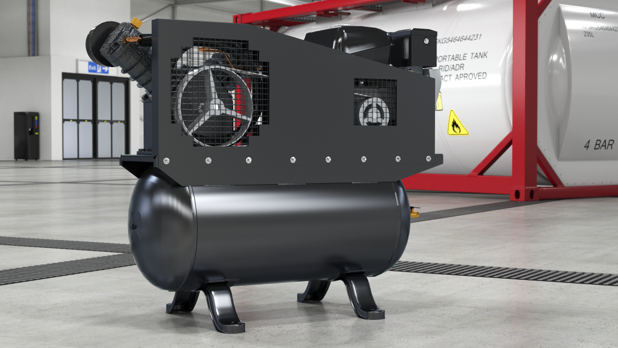 3D model Stationary Electric Air Compressor Black