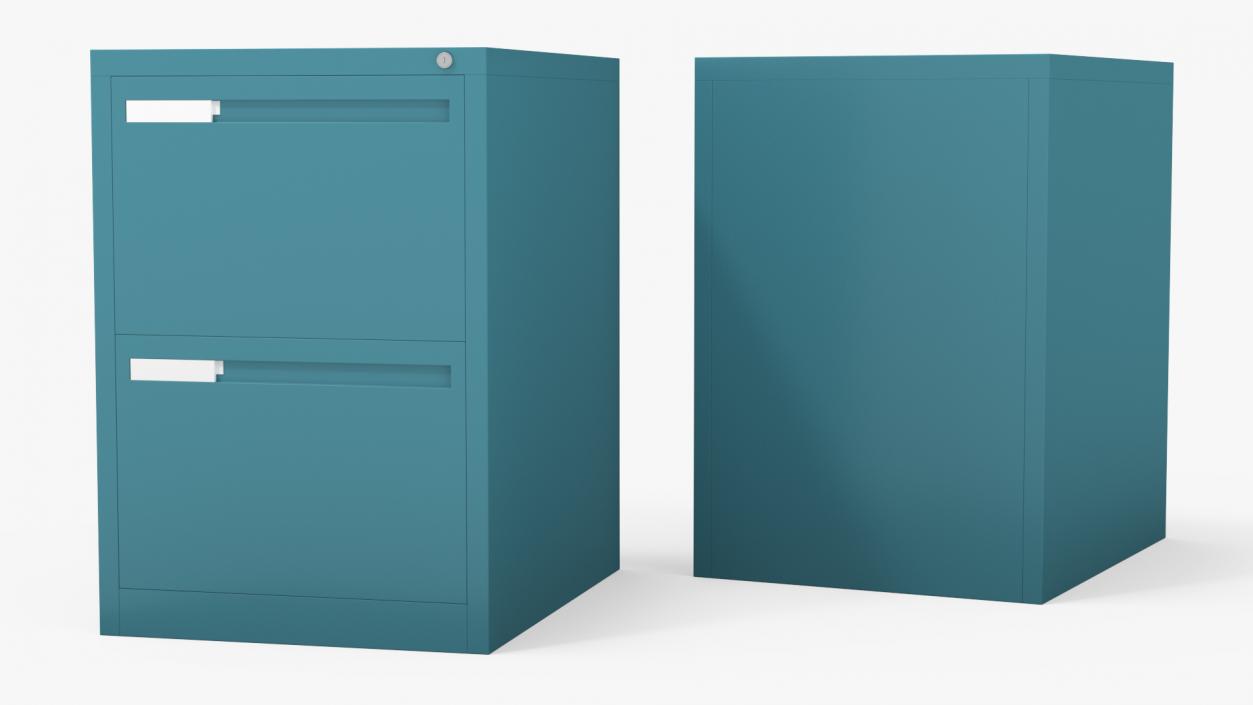 3D model Filing Cabinet 2 Drawer Blue 2