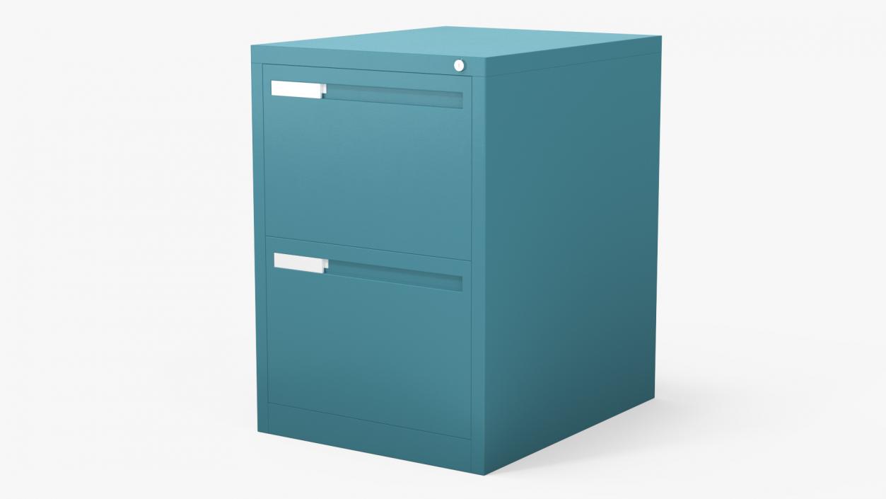 3D model Filing Cabinet 2 Drawer Blue 2