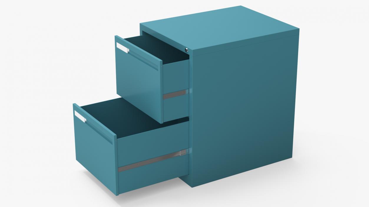 3D model Filing Cabinet 2 Drawer Blue 2