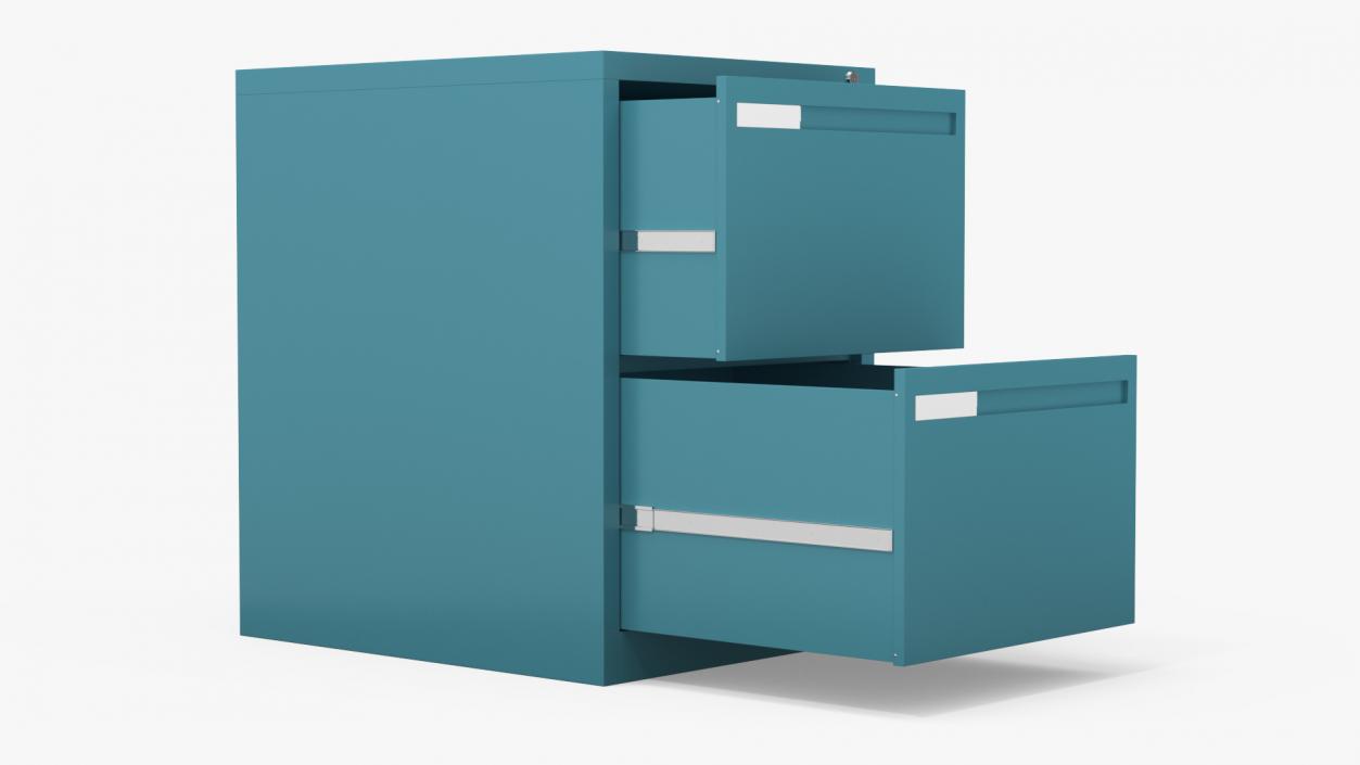 3D model Filing Cabinet 2 Drawer Blue 2