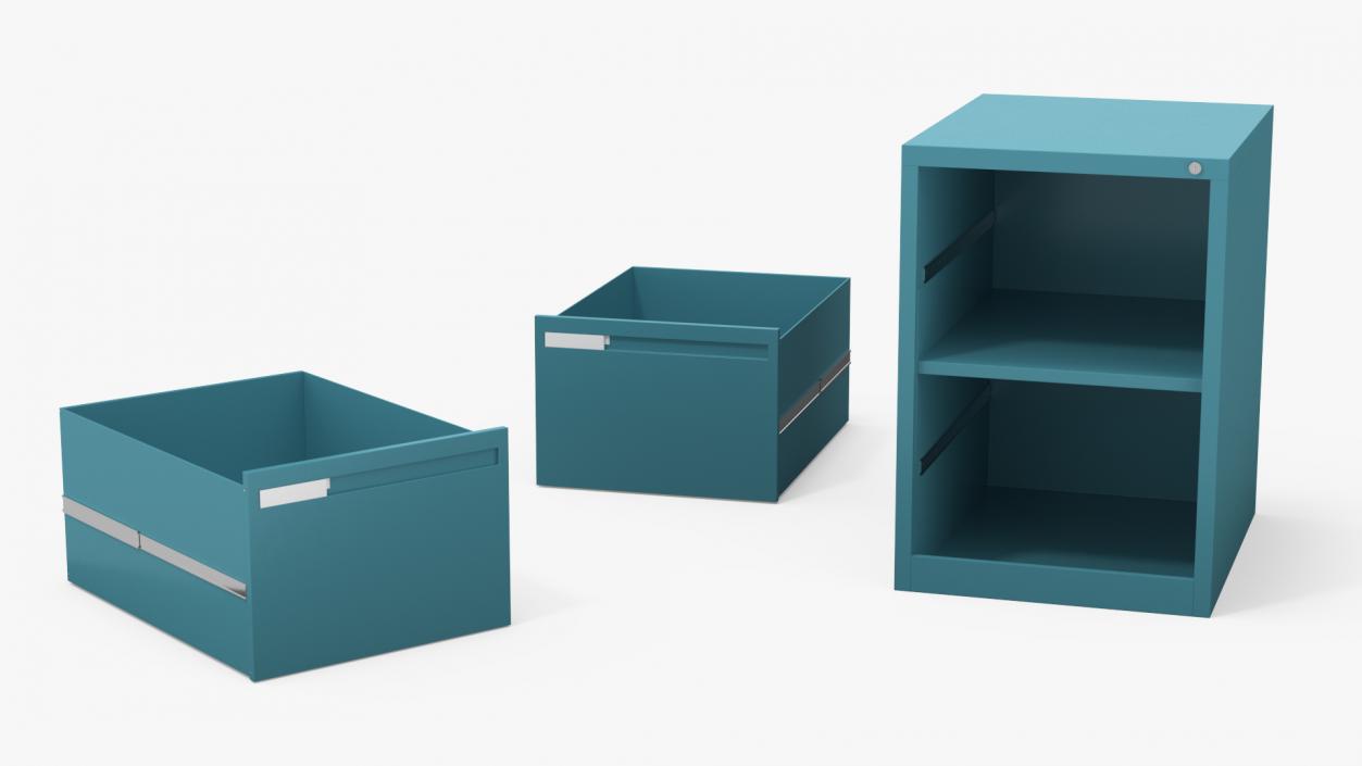 3D model Filing Cabinet 2 Drawer Blue 2