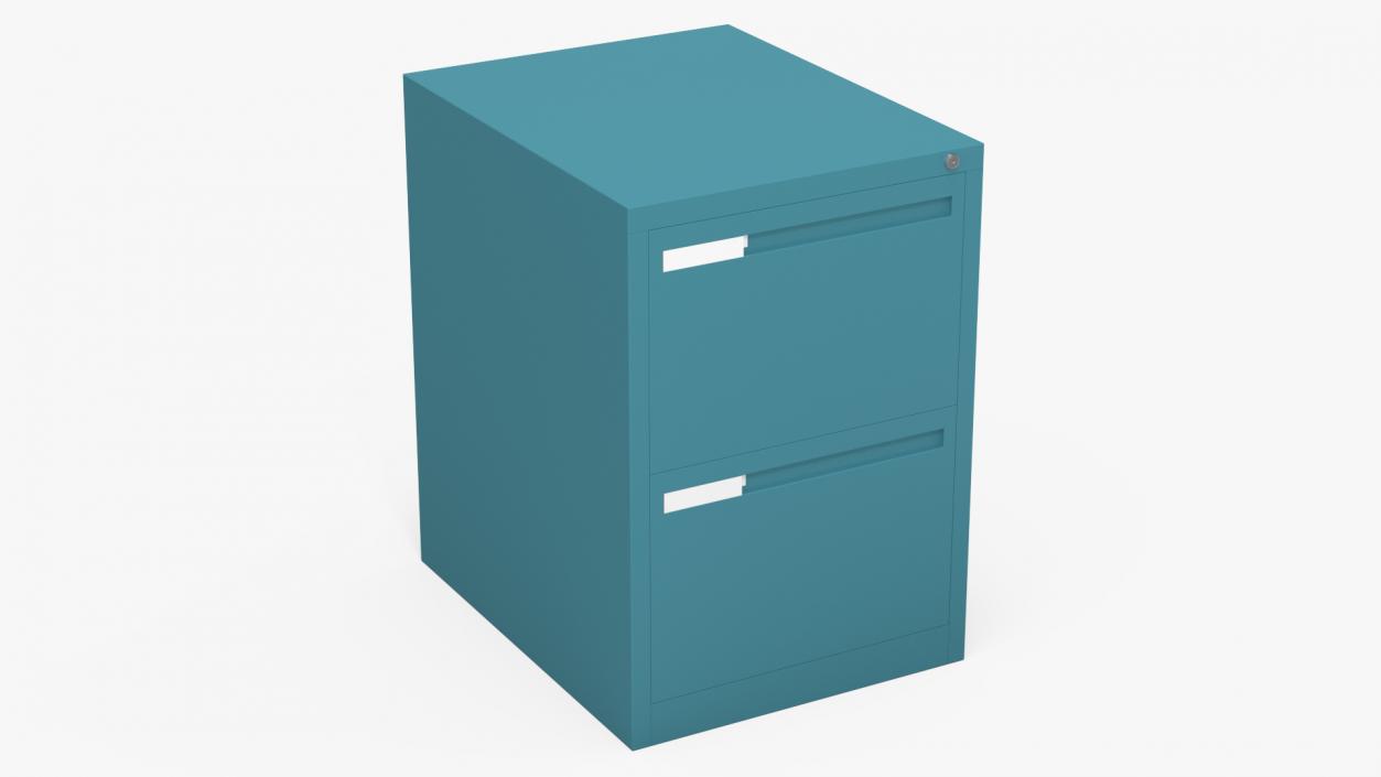 3D model Filing Cabinet 2 Drawer Blue 2