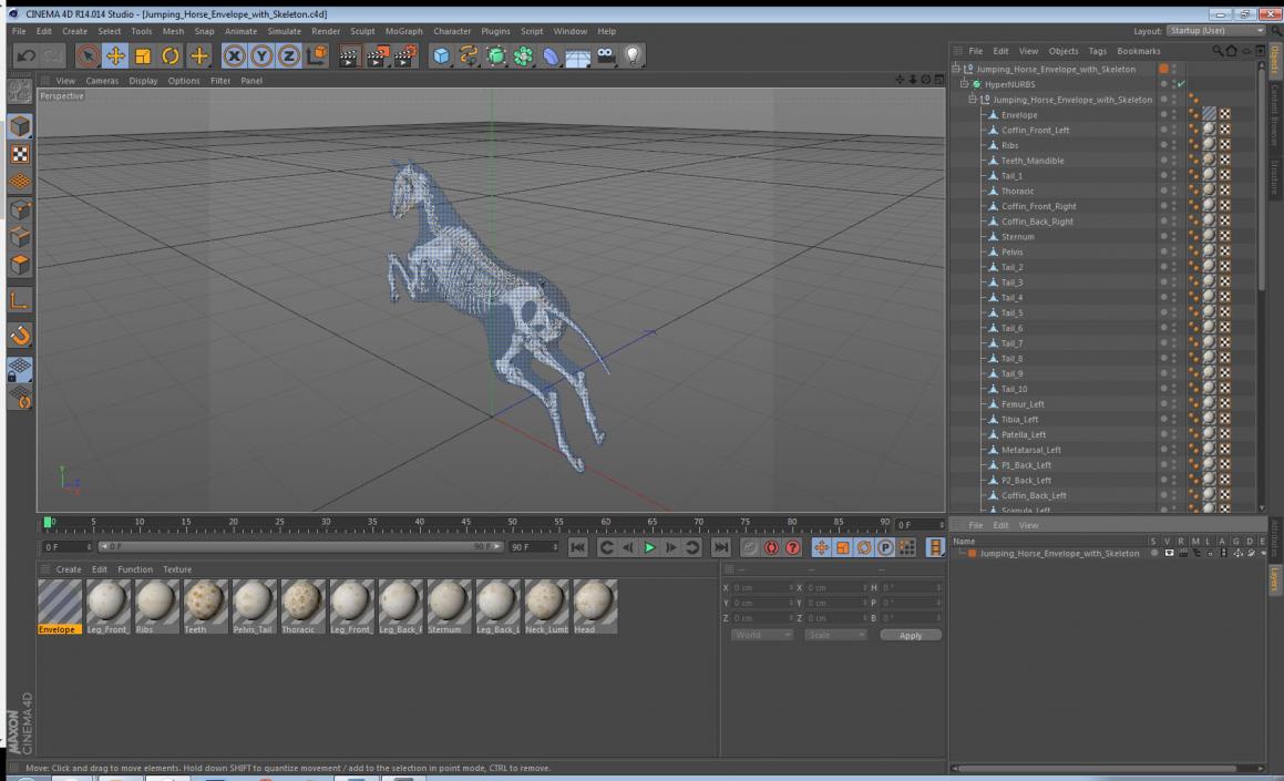 3D Jumping Horse Envelope with Skeleton
