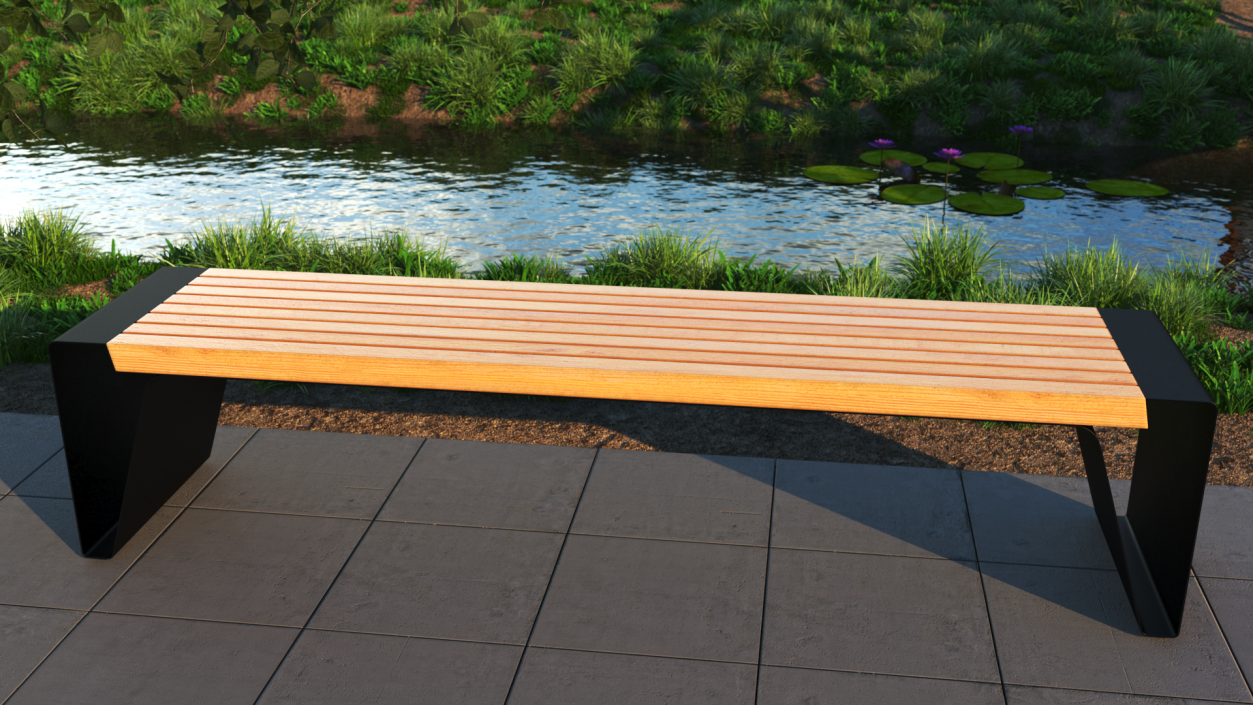 3D Modern Park Bench Black model