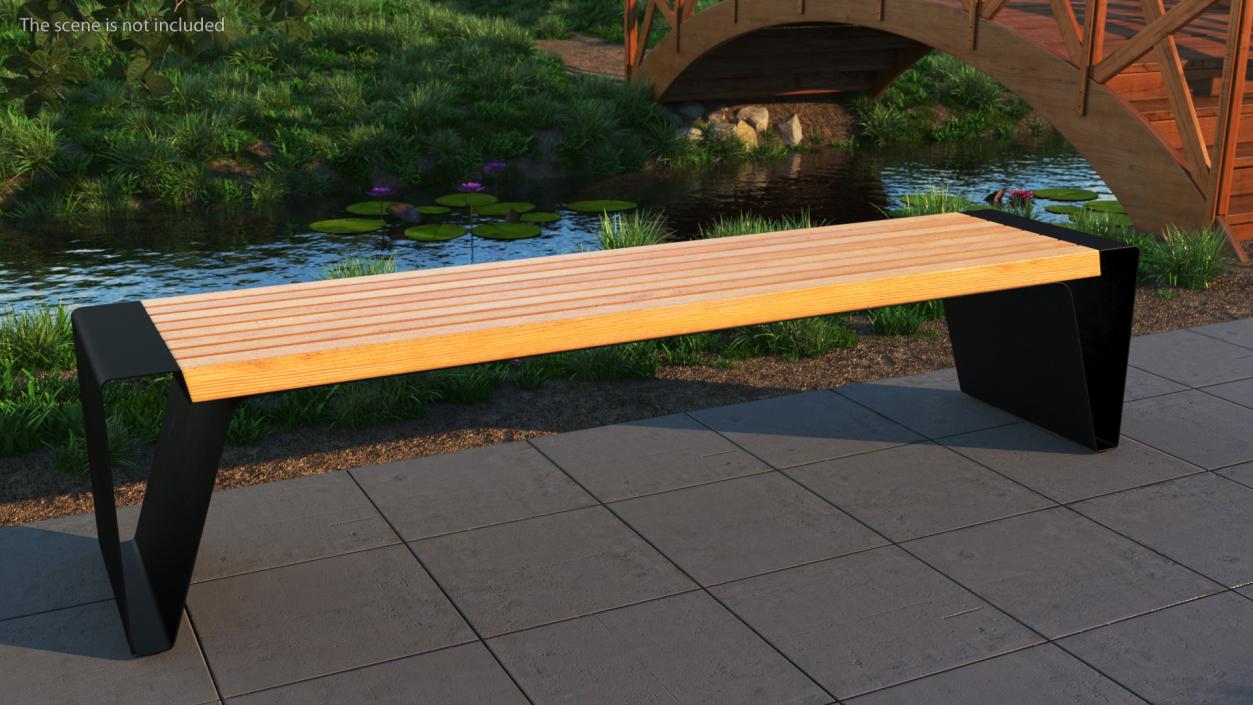 3D Modern Park Bench Black model